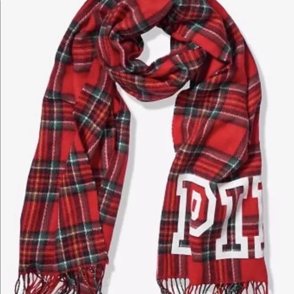 Vs Pink Plaid Tartan Long Scarf Large Soft Red